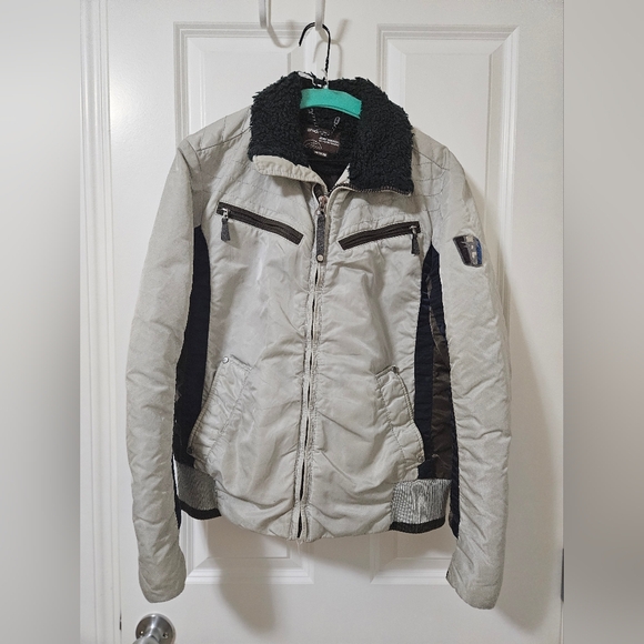 Energie Nylon Medium Bomber Fall/winter Jacket White Brown Blue Designer… - Picture 1 of 15